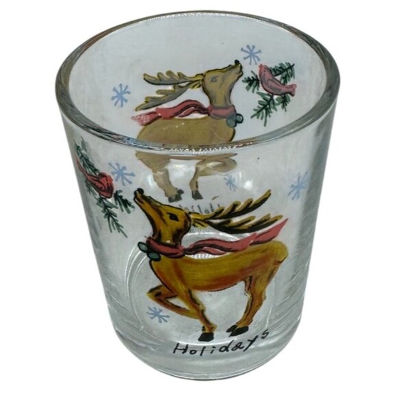 Vintage Holiday Reindeer Shot Glass Used READ - Picture 1 of 6